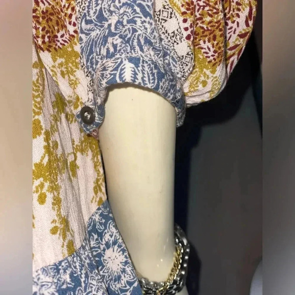 Free People Portobello Road Boho Cold Shoulder Tunic Mini Dress Womens s - Picture 5 of 16